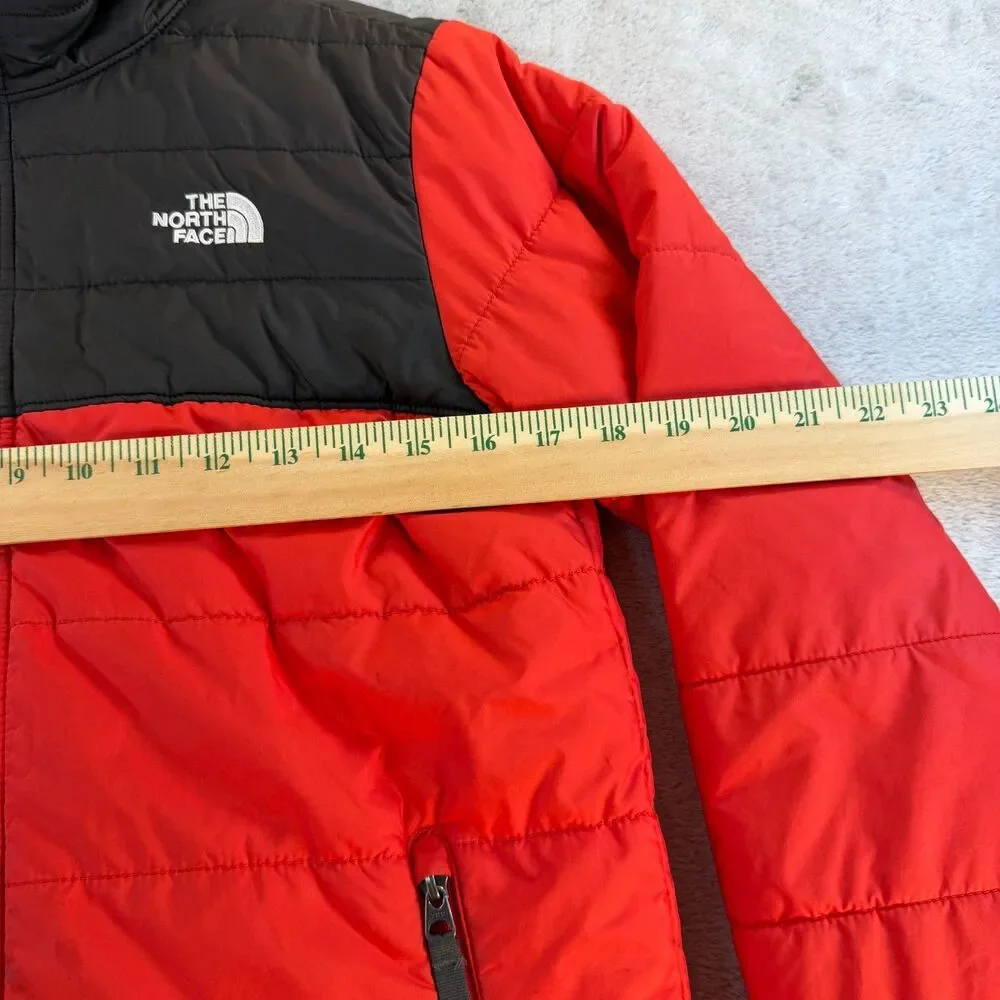 The North Face Reversible Boys Jacket Sherpa Fleece Red Black L 14/16 Zip